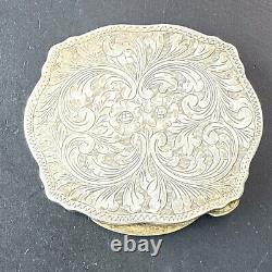 ANTIQUE POWDER BOX Solid Silver Enamel Vermeil Art Nouveau 18th Century