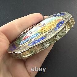 ANTIQUE POWDER BOX Solid Silver Enamel Vermeil Art Nouveau 18th Century
