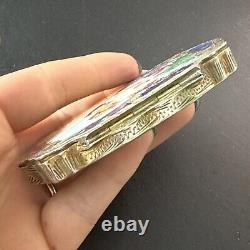ANTIQUE POWDER BOX Solid Silver Enamel Vermeil Art Nouveau 18th Century