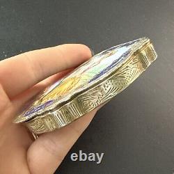 ANTIQUE POWDER BOX Solid Silver Enamel Vermeil Art Nouveau 18th Century
