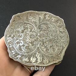 ANTIQUE POWDER BOX Solid Silver Enamel Vermeil Art Nouveau 18th Century