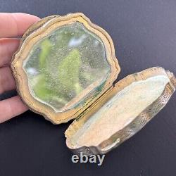 ANTIQUE POWDER BOX Solid Silver Enamel Vermeil Art Nouveau 18th Century