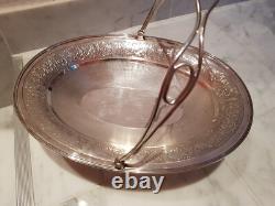 ANTIQUE PRETTY LARGE SILVER BASKET WITH HANDLE 585 GRAMS