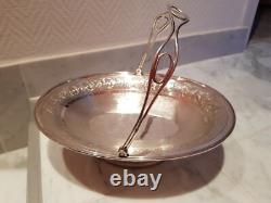 ANTIQUE PRETTY LARGE SILVER BASKET WITH HANDLE 585 GRAMS