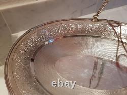 ANTIQUE PRETTY LARGE SILVER BASKET WITH HANDLE 585 GRAMS