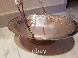 ANTIQUE PRETTY LARGE SILVER BASKET WITH HANDLE 585 GRAMS