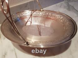 ANTIQUE PRETTY LARGE SILVER BASKET WITH HANDLE 585 GRAMS