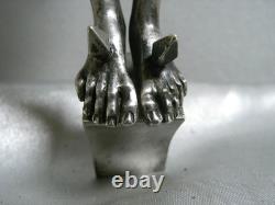ANTIQUE RARE CHRIST CRUCIFIX SOLID SILVER RELIGIOUS STATUE JESUS 251 grams