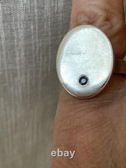 ANTIQUE RING Pinky Finger SAPPHIRE AND STERLING SILVER - SUPERB SIGNET RING