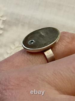 ANTIQUE RING Pinky Finger SAPPHIRE AND STERLING SILVER - SUPERB SIGNET RING
