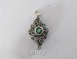 ANTIQUE SILVER FILIGREE ROSARY PENDANT BAVARIA 19th CENTURY ENAMEL BAVARIAN