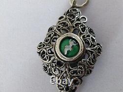 ANTIQUE SILVER FILIGREE ROSARY PENDANT BAVARIA 19th CENTURY ENAMEL BAVARIAN