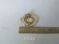 ANTIQUE SOLID SILVER BROOCH 19th CENTURY LOUIS XVI RIBBONS PORTRAIT OF MARIE ANTOINETTE