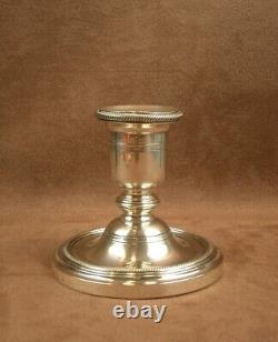ANTIQUE SOLID SILVER CANDLESTICK with MINERVE HALLMARK ORFÈVRE TETARD FRERES