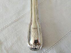 ANTIQUE SOLID SILVER FISH SERVICE SHOVEL WITH COUNTLY CROWN 19th century border