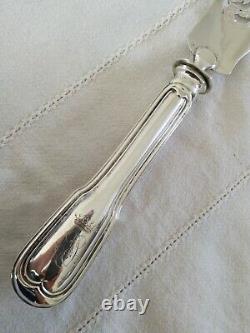 ANTIQUE SOLID SILVER FISH SERVICE SHOVEL WITH COUNTLY CROWN 19th century border
