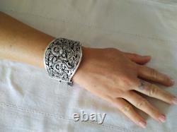 ANTIQUE STERLING SILVER DRAGON CUFF BRACELET CHINA INDOCHINA