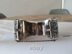 ANTIQUE STERLING SILVER DRAGON CUFF BRACELET CHINA INDOCHINA