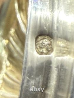 ANTIQUE SUGAR BOWL OR CANDY DISH IN SOLID SILVER AND CRYSTAL BY SILVERSMITH VEYRAT MINERVE 19th CENTURY