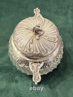 ANTIQUE SUGAR BOWL OR CANDY DISH IN SOLID SILVER AND CRYSTAL BY SILVERSMITH VEYRAT MINERVE 19th CENTURY