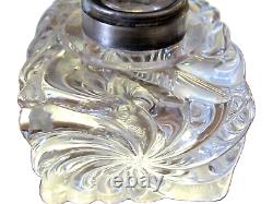 ANTIQUE Solid Silver Inkstand Glass Art Nouveau