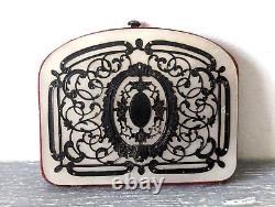 Accordion-style old wallet in mother-of-pearl & solid silver