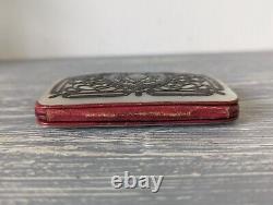 Accordion-style old wallet in mother-of-pearl & solid silver