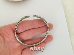 Ancien Bracelet Jonc Argent Massif Dragon Chine XIX Chinese Export Silver