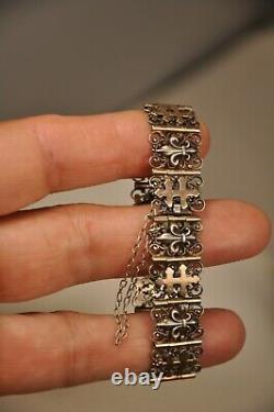 Ancien Bracelet Napoleon III Argent Massif Or Antic Solid Silver Bracelet 19th