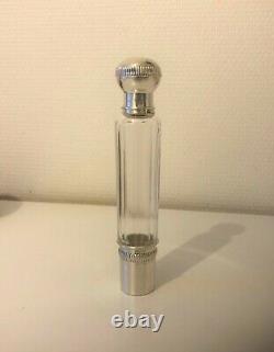 Ancien Flacon Eau De Meliss Argent Massif Minerve Puiforcat Cristal 19 Eme Sel