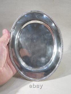 Ancien Joli Petit Oval Plat Plateau Argent Massif Communion Epoque XIX Ème