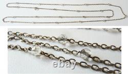 Ancien Necklace Chain Necklace In Solid Silver + Crystal Beads Silver Chain