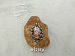 Ancien Pendent Mass Mass Miniature Porcelaine Turkey Perles Fine 19th