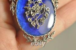 Ancien Pendent Massive Email Antique Enameled Solid Silver During 19t