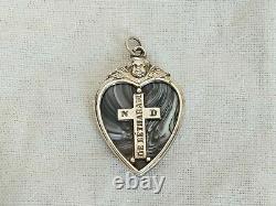 Ancien Pendent Religious Argent Massif Verre N D De Betharram Stained Glass Angel