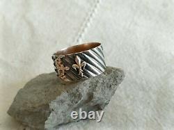 Ancienne Bague Chevalier To The Weapons Of Jeanne D'ark Argent Massif Vermeil Ring