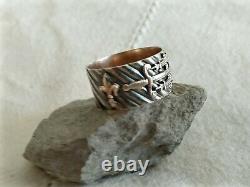 Ancienne Bague Chevalier To The Weapons Of Jeanne D'ark Argent Massif Vermeil Ring