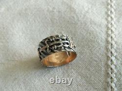 Ancienne Bague Chevalier To The Weapons Of Jeanne D'ark Argent Massif Vermeil Ring