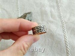 Ancienne Bague Chevalier To The Weapons Of Jeanne D'ark Argent Massif Vermeil Ring