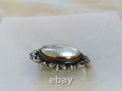 Ancienne Broche XIX Argent Massif & Or 18k Miniature Peinte Style Renaissance