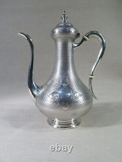 Ancienne Jolie Egoiste Cafetiere A La Turc In Massif Argent Epoque XIX