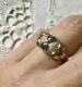 Ancienne Large Bague Tank In Vermeil/ Argent Massive Opened, Sapphire White