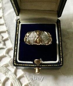 Ancienne Large Bague Tank In Vermeil/ Argent Massive Opened, Sapphire White