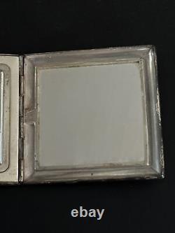 Ancienne Package Pilule Poudrier Miroir Argent Massif Art Deco New