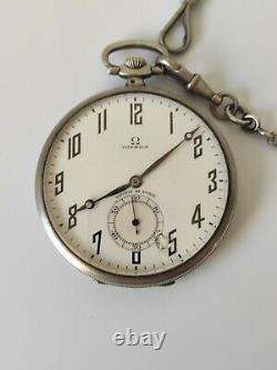 Ancienne Watch A Gosset Omega Silver Massif Chain Art Deco Old Pocket Watch