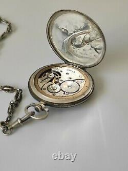 Ancienne Watch A Gosset Omega Silver Massif Chain Art Deco Old Pocket Watch