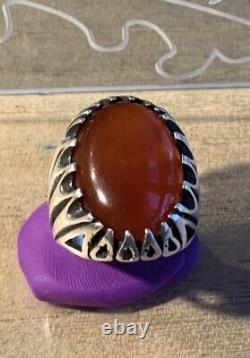 Ancient Afghan Ring In Solid Silver Beginning XX Century + Beautiful Agate