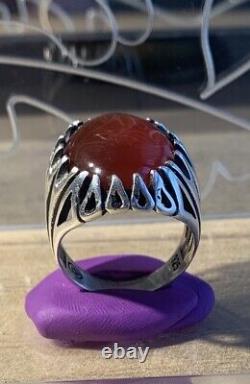 Ancient Afghan Ring In Solid Silver Beginning XX Century + Beautiful Agate