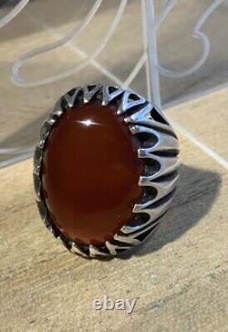 Ancient Afghan Ring In Solid Silver Beginning XX Century + Beautiful Agate