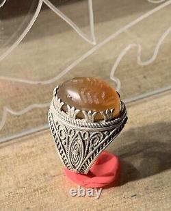 Ancient Afghan Ring, XX, Solid Silver, Carnelian, Scorpion Intaglio